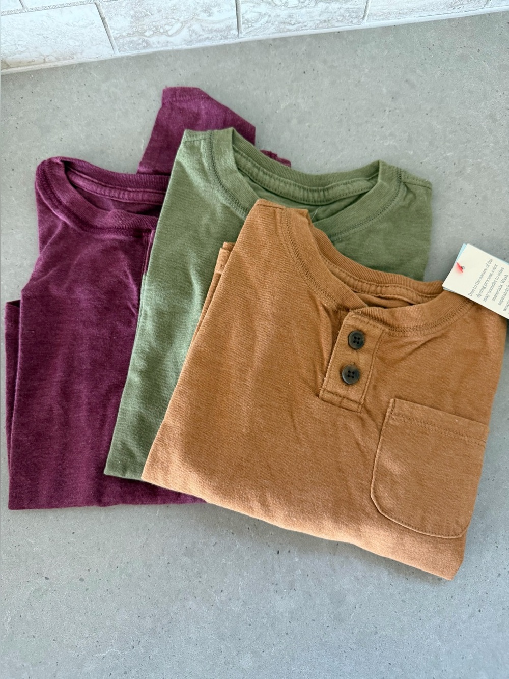 NWT 3 Pack Toddler long sleeve pocketed shirts - Brown, Olive, Burgundy